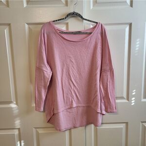 UGET plus size pink high/low lightweight sweater